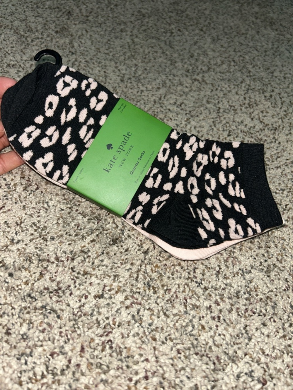 kate spade Black and Light Pink Heart Ankle Socks